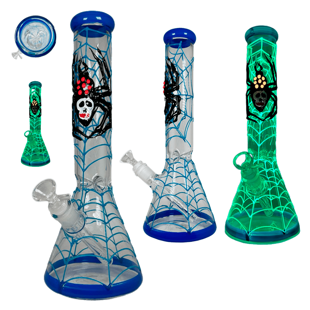 BNG051-BONG SPIDER BLUE 35cm
