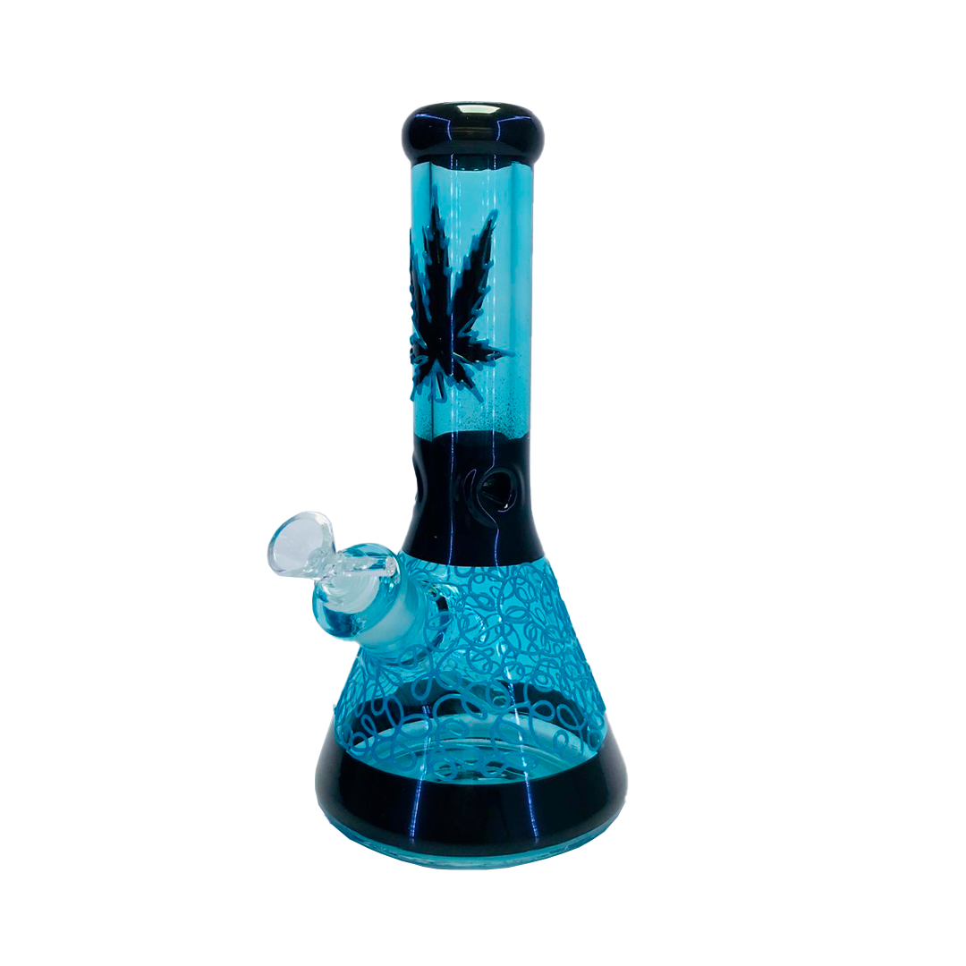 BNV303A-GLASS BONG 30CM AZUL HOJA