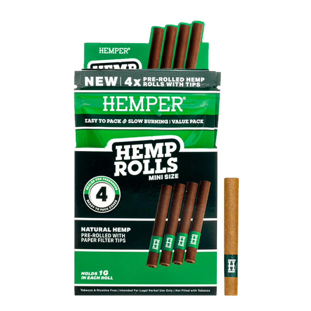 15011-Hemp Roll X4 mini NATURAL Glass Tip HEMPER